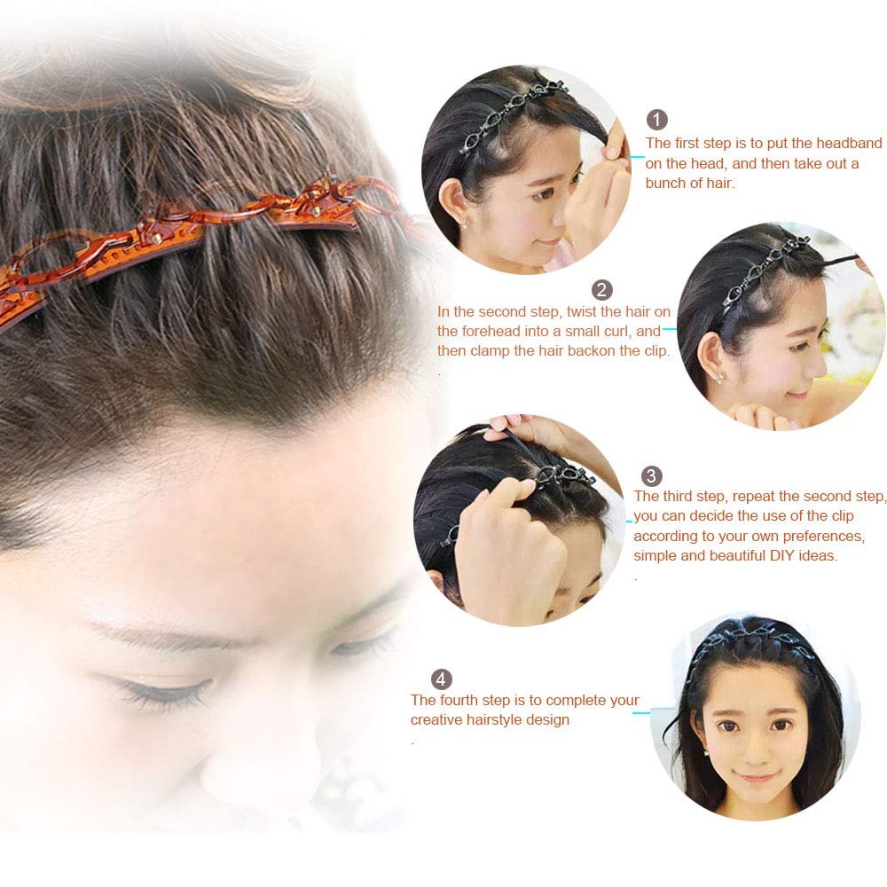 Black Braider Hair Style Twister Hair Band Non Slip Hairband Brown Double Hairstyle Hair Pin Clip Hair Styling New Fashion Hair Bands Women Girls Hair Accessories Hair Hoop Double Layer Band Twist Plait Clip Front Hair Clips Headband Beauty Tool