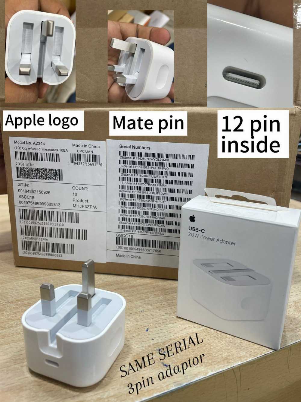 Original 3-Pin 20W USB-C Power Adapter – Heavy Duty | Serial Matched | UK Plug