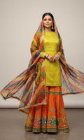 MEHNDI KA JORA-MUSTARD YELLOW AND ORANGE 3PC SUIT